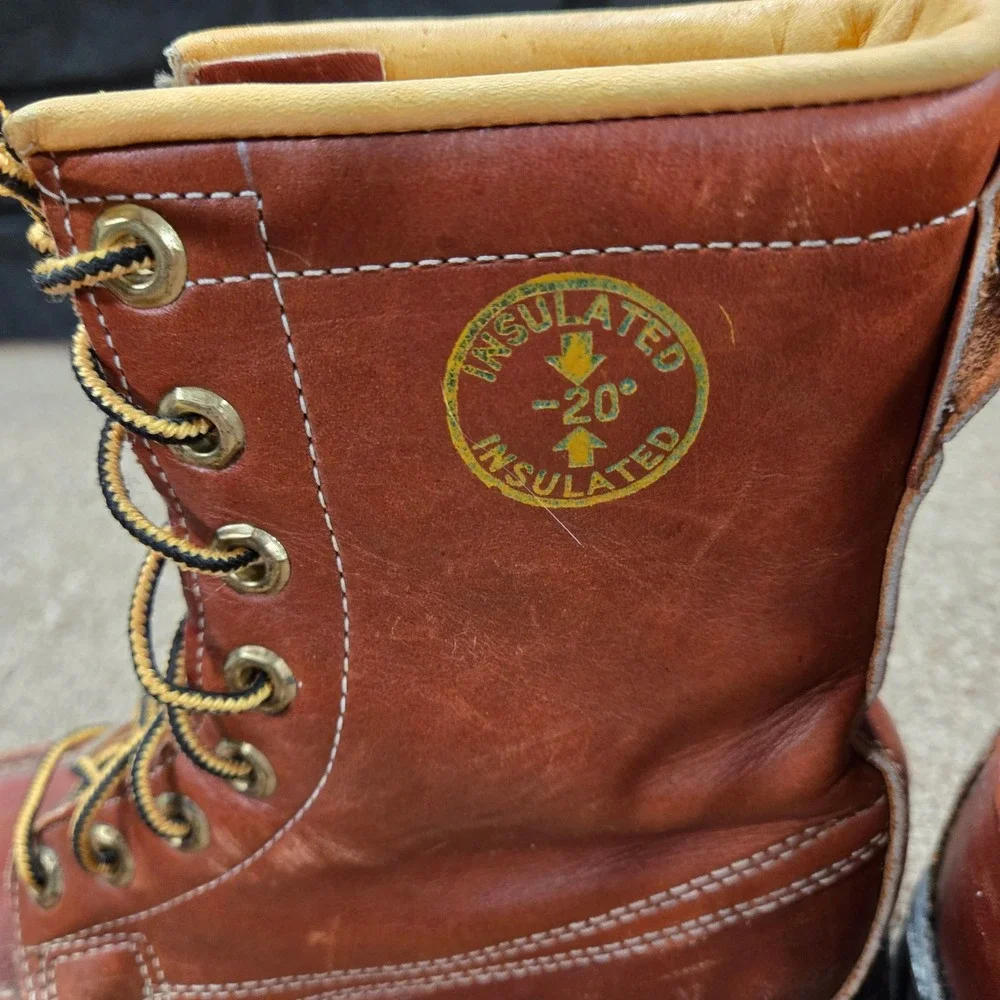VTG 60s Herman Survivor Boots Mens Size 7‎ Brown Leather Steel Toe Logger